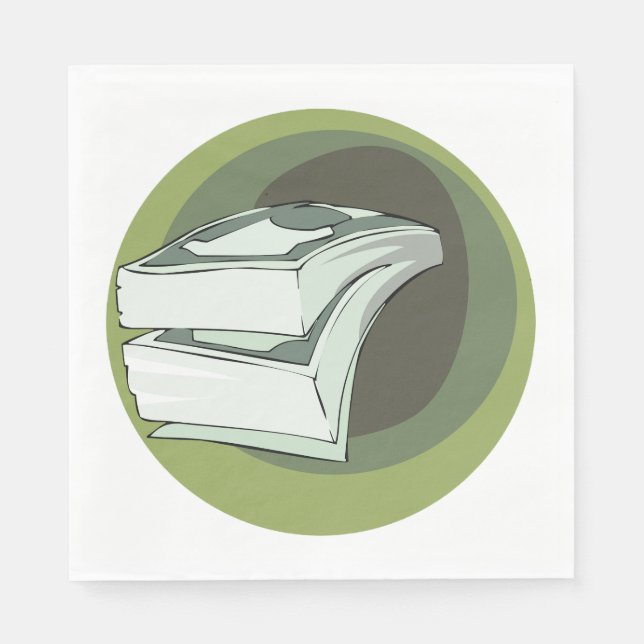 Stack of Money Cash Green Backs Napkins (Front)