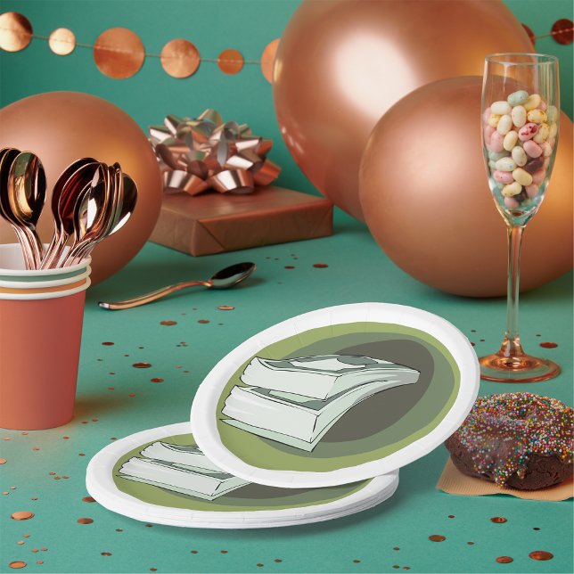 Stack of Money Cash Green Backs Paper Plates (Creator Uploaded)