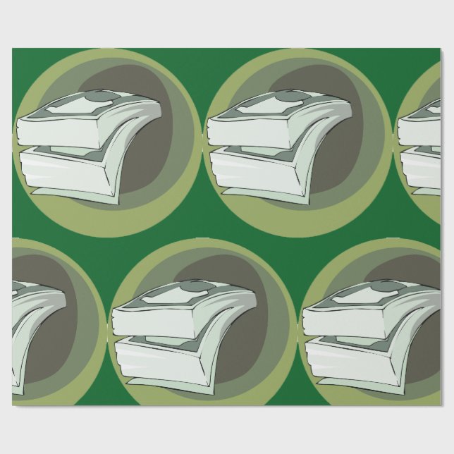 Stack of Money Cash Green Backs Wrapping Paper (Flat)