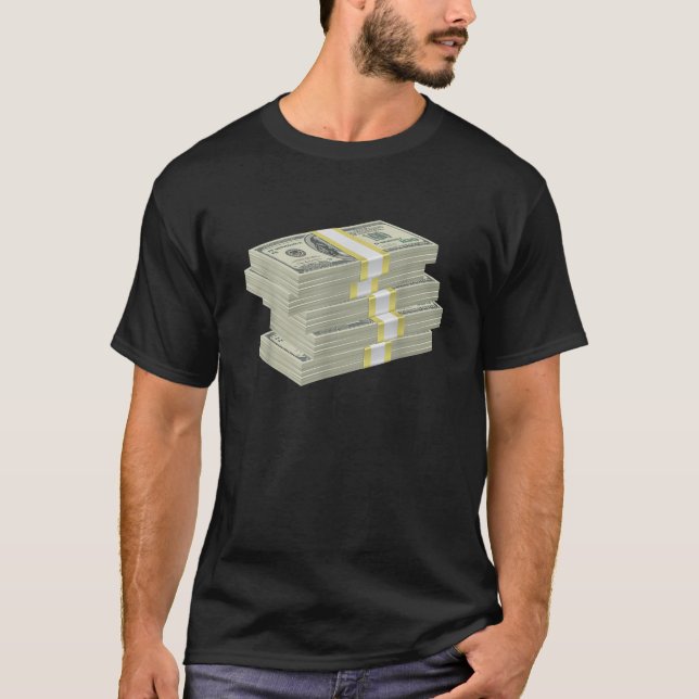 Stack of Money Dollar Bills Design T-Shirt (Front)