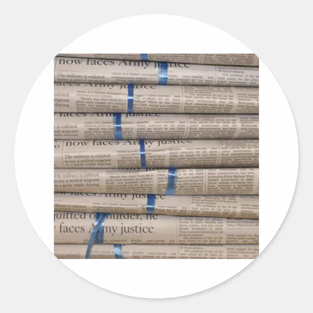 Current Events Sticker Stack of Newspapers Current Events Art Classic Round Sticker | Zazzle