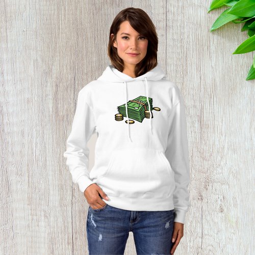 Stack of Notes and Coins Womens Hoodie