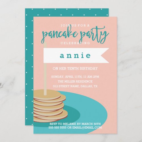 Stack of Pancakes  Birthday Party Invitation