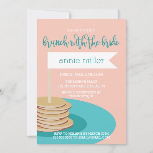 Stack of Pancakes  Brunch Bridal Shower Invitation