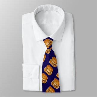 Stack of Pancakes Navy Blue Background Neck Tie
