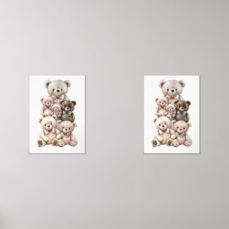 Stack of Pastel Teddy Bears Wall Art Sets