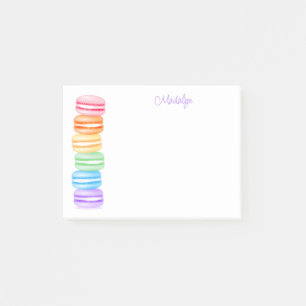 stack of rainbow macarons personalized post-it notes