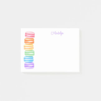 stack of rainbow macarons personalized post-it notes