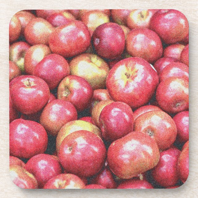 "Stack of Red Apples Fruit" Cute Photo. Buy Now Beverage Coaster (Front)