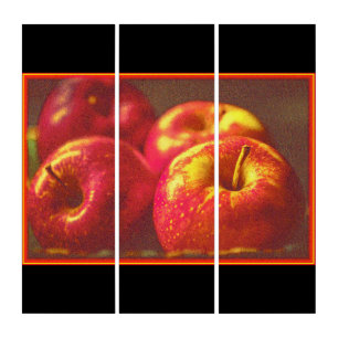 "Stack of Red Apples Fruit" Cute Photo. Buy Now Triptych