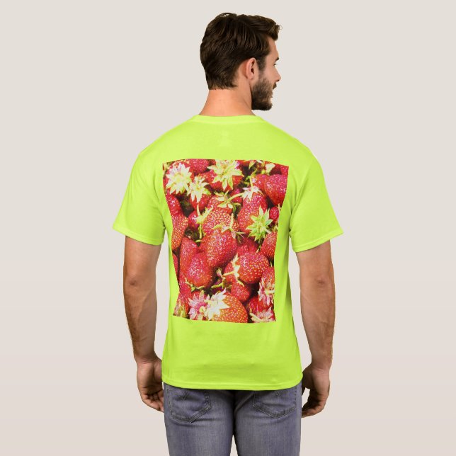 "Stack of Strawberries Fruit" Cute Photo. Buy Now T-Shirt (Back Full)