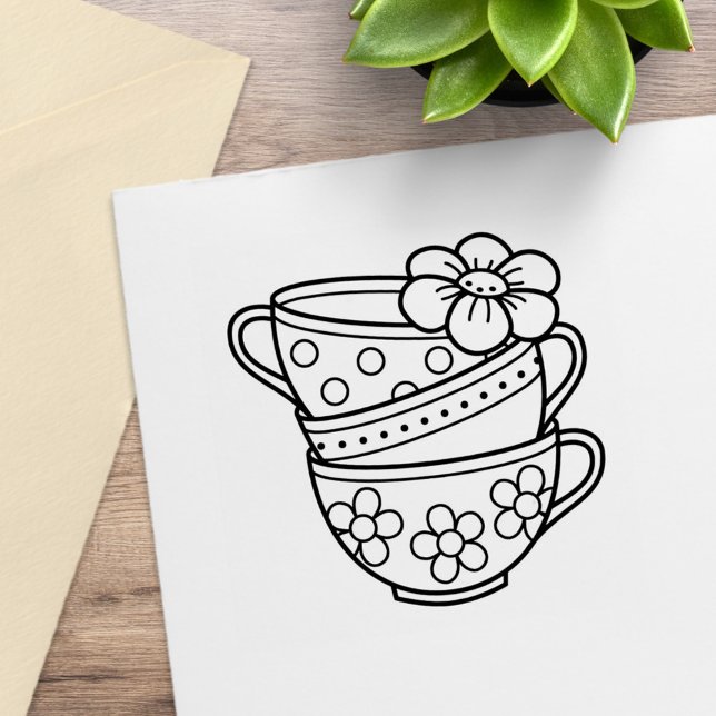 Stack of Teacups Rubber Stamp (Creator Uploaded)