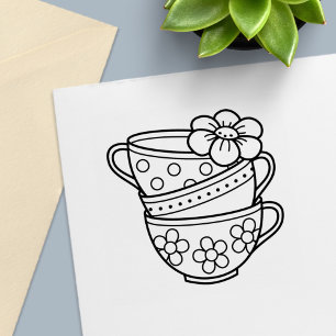 Stack of Teacups Self-inking Stamp