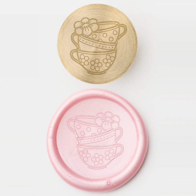 Stack of Teacups Wax Seal Stamp (Stamped)