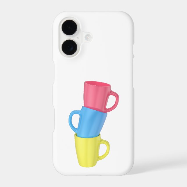 Stack of three colorful ceramic mugs iphone case (Back)