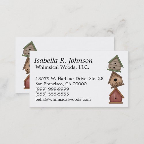 Stack of Three Weathered Birdhouses Business Card