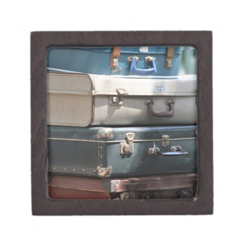 Stack of Vintage Suitcases Keepsake Box