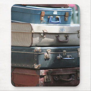 Stack of Vintage Suitcases Mouse Pad
