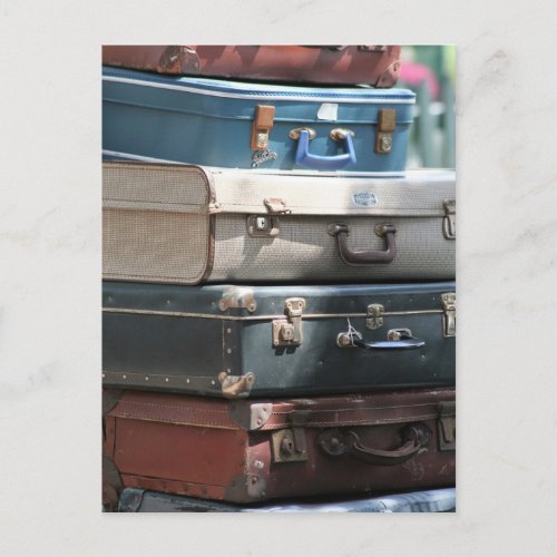 Stack of Vintage Suitcases Postcard