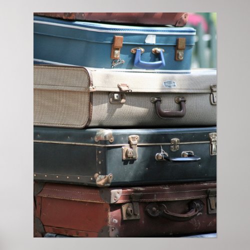 Stack of Vintage Suitcases Poster