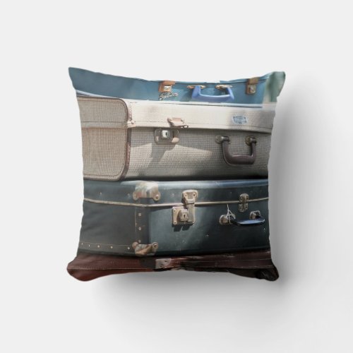 Stack of Vintage Suitcases Throw Pillow