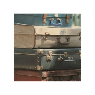 Stack of Vintage Suitcases Wood Wall Art