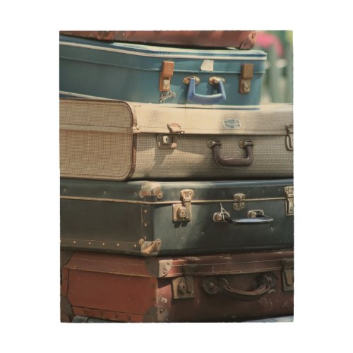 Stack of Vintage Suitcases Wood Wall Decor