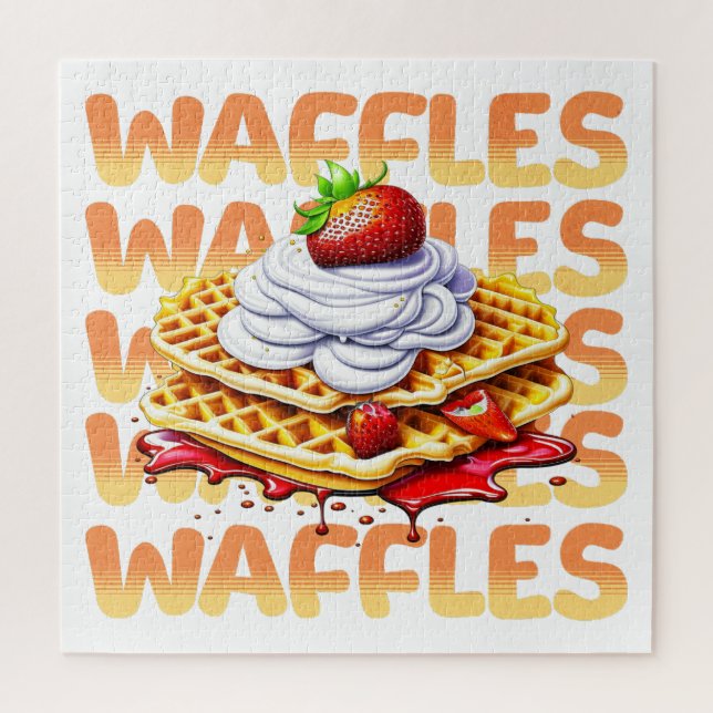 Stack of Waffles Covered in Strawberries Jigsaw Puzzle (Vertical)