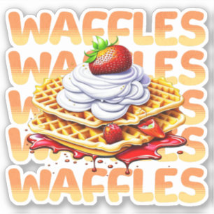 Stack of Waffles Covered in Strawberries Sticker