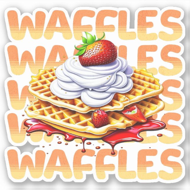 Stack of Waffles Covered in Strawberries Sticker (Front)