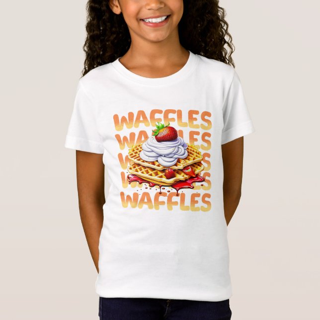 Stack of Waffles Covered in Strawberries T-Shirt (Front)
