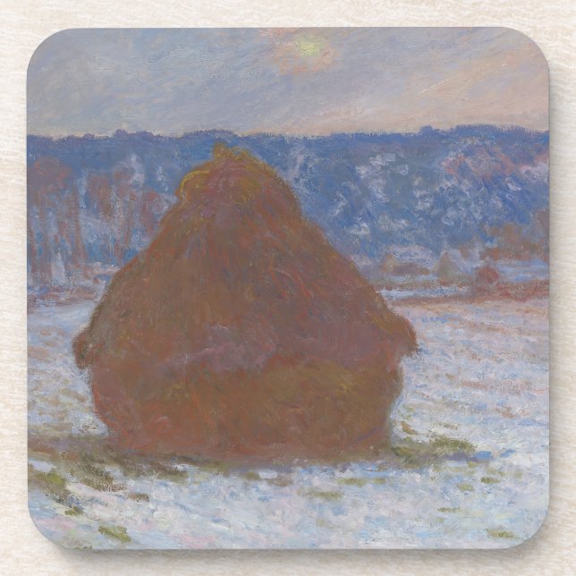 Stack of Wheat (Snow Effect, Overcast Day) (1890-9 Beverage Coaster (Front)