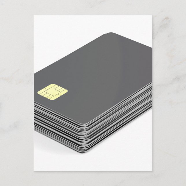 Stack with blank plastic cards with chip (Front)