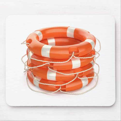 Stack with four lifebuoy rings mouse pad