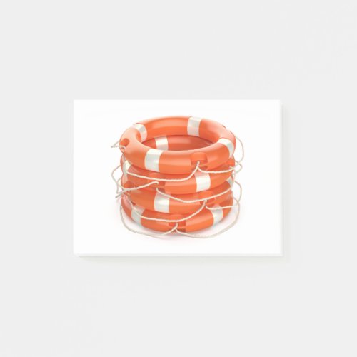 Stack with four lifebuoy rings post_it notes