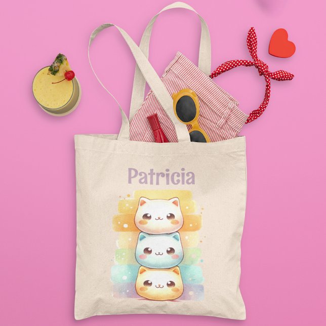 Stacked Adorable Kitties Personalized Tote Bag (Creator Uploaded)