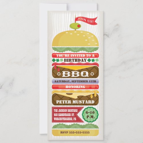Stacked BBQ Hamburger Party Invitation