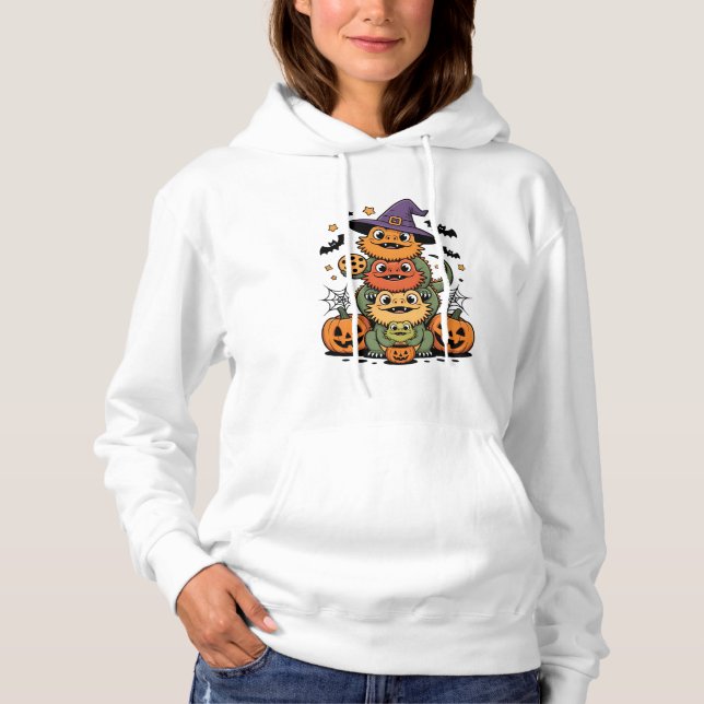 Stacked Bearded Dragons Halloween Design Hoodie (Front)