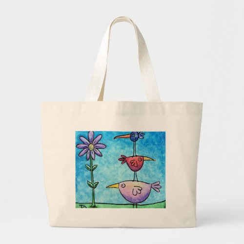 Stacked Birds Large Tote Bag