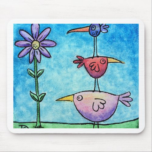 Stacked Birds Mouse Pad