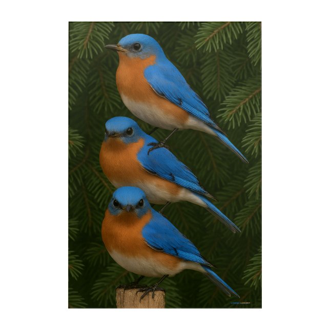Stacked Bluebirds Acrylic Print (Front)