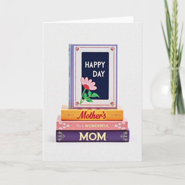 Stacked Book Greeting Card (Front)