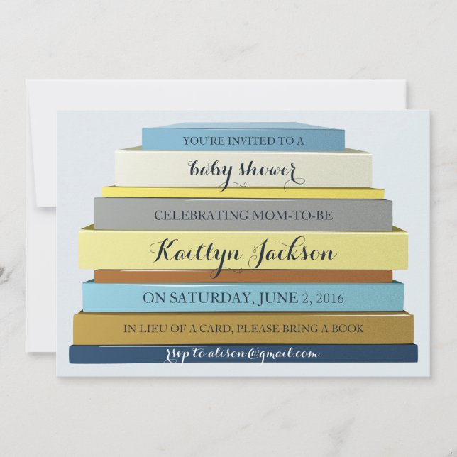 Stacked Books Baby Shower Invitation (Front)