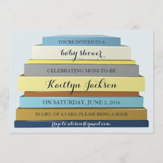 Stacked Books Baby Shower Invitation