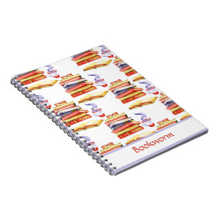 Stacked Books Bookworm Notebook