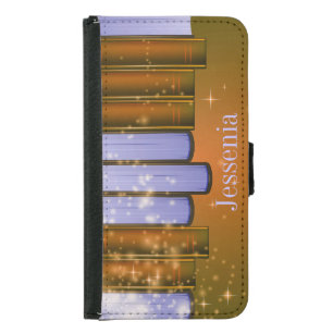 Stacked Books Design Wallet Case