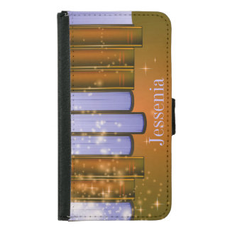Stacked Books Design Wallet Case