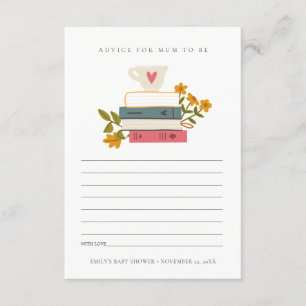 Stacked Books Floral Advice For Mum Baby Shower Enclosure Card