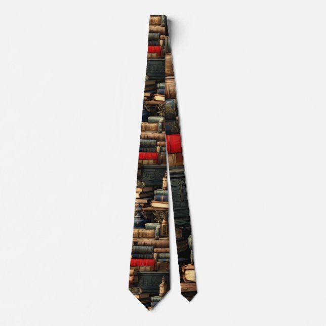 Stacked Books in Library Neck Tie (Front)