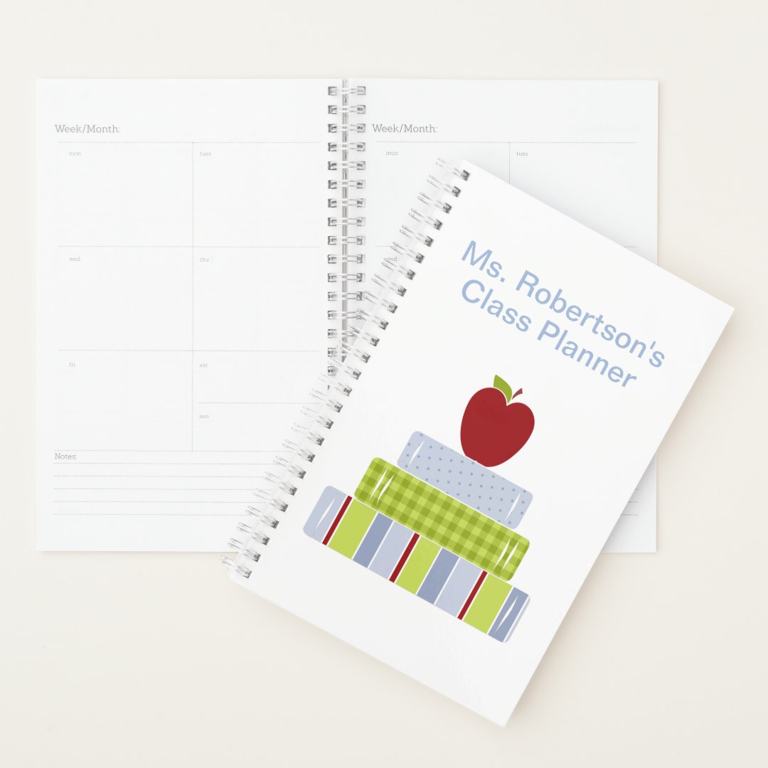 Stacked Books Teachers Daily Planner Zazzle